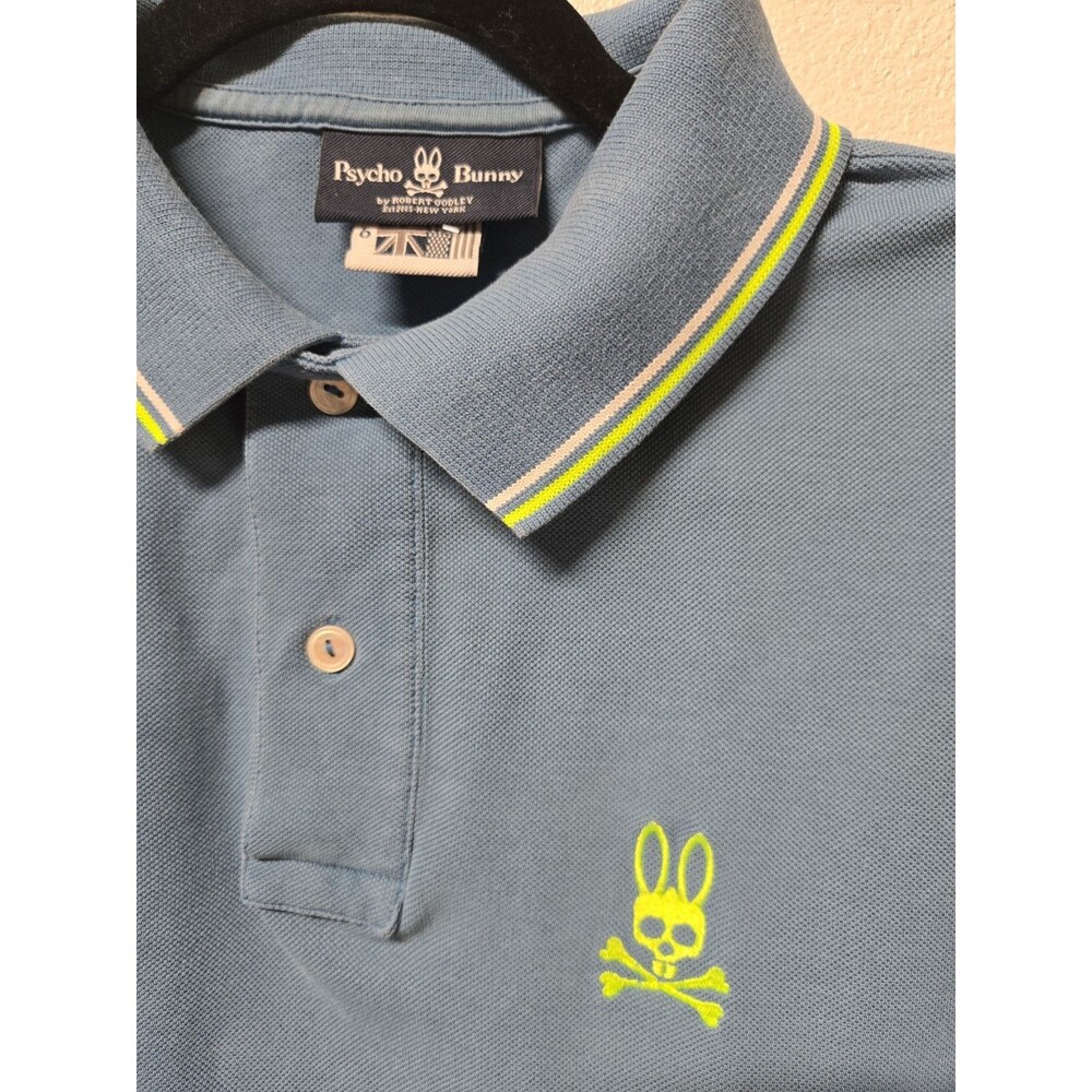 Psycho Bunny Blue Cotton Mens Polo Shirt Size 6 Large